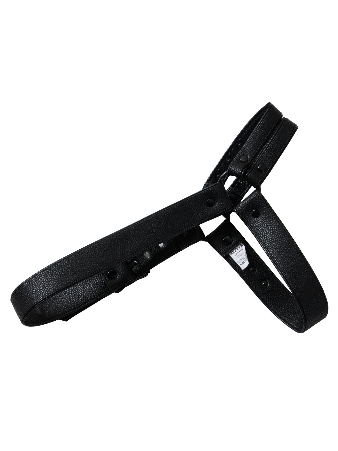 Black Adjustable Leather Shoulder Harness made of premium leather material with adjustable buckles for fit, and snaps that allow the two shoulder pieces to be adjusted or removed.  