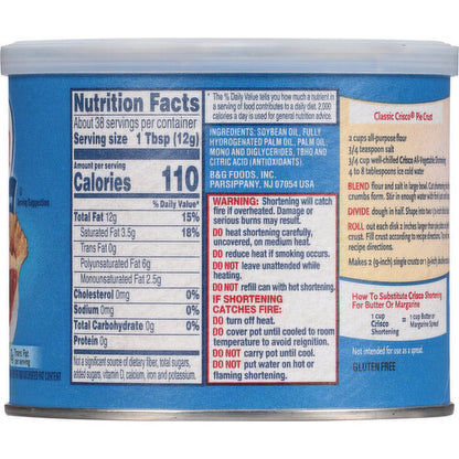 Crisco All-Vegetable Shortening, 16 ounce