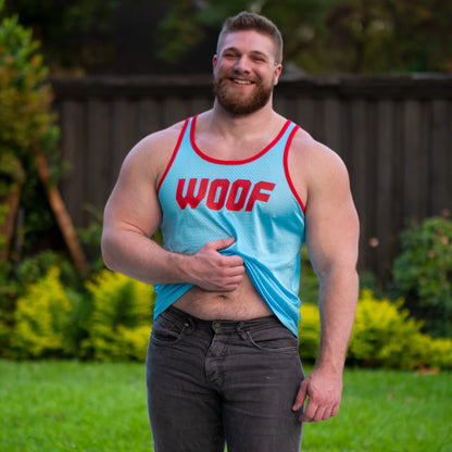 Blue and Red Woof Tank Top 