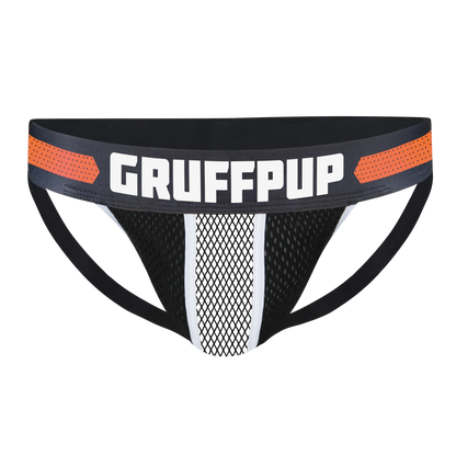 Black and orange jock with revealing front