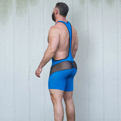 Mesh bottom blue kink singlet