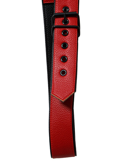 Red Adjustable Leather Shoulder Harness made of premium leather material with adjustable buckles for fit, and snaps that allow the two shoulder pieces to be adjusted or removed.  