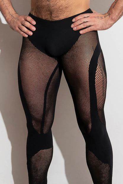 High-stretch, open knit leggings that highlight thighs and glutes.  They are supportive stretch compression, lightweight and breathable. Available in blue or black.
