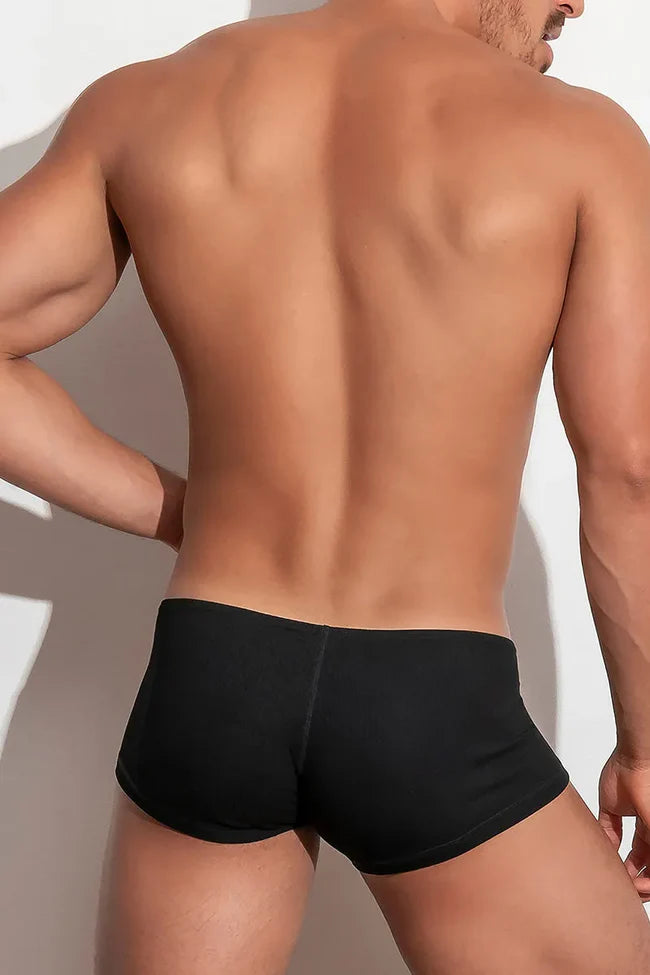 These black trunks are made from viscose fabric for that amazing premium stretch, silky feel and breathable comfort.  They offer flat-sewn seams for a chafe-free experience, invisible waistband, and hyper-comfy pouch for your bulge.  Their gold-plated label on the front offers that undeniable luxury vibe