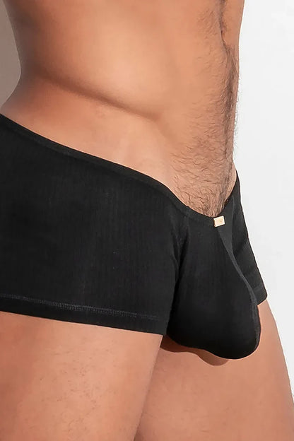 These black trunks are made from viscose fabric for that amazing premium stretch, silky feel and breathable comfort.  They offer flat-sewn seams for a chafe-free experience, invisible waistband, and hyper-comfy pouch for your bulge.  Their gold-plated label on the front offers that undeniable luxury vibe