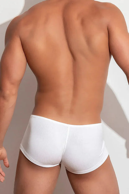 These White Trunks are made from viscose fabric for that amazing premium stretch, silky feel and breathable comfort.  They offer flat-sewn seams for a chafe-free experience, invisible waistband, and hyper-comfy pouch for your bulge.  Their gold-plated label on the front offers that undeniable luxury vibe